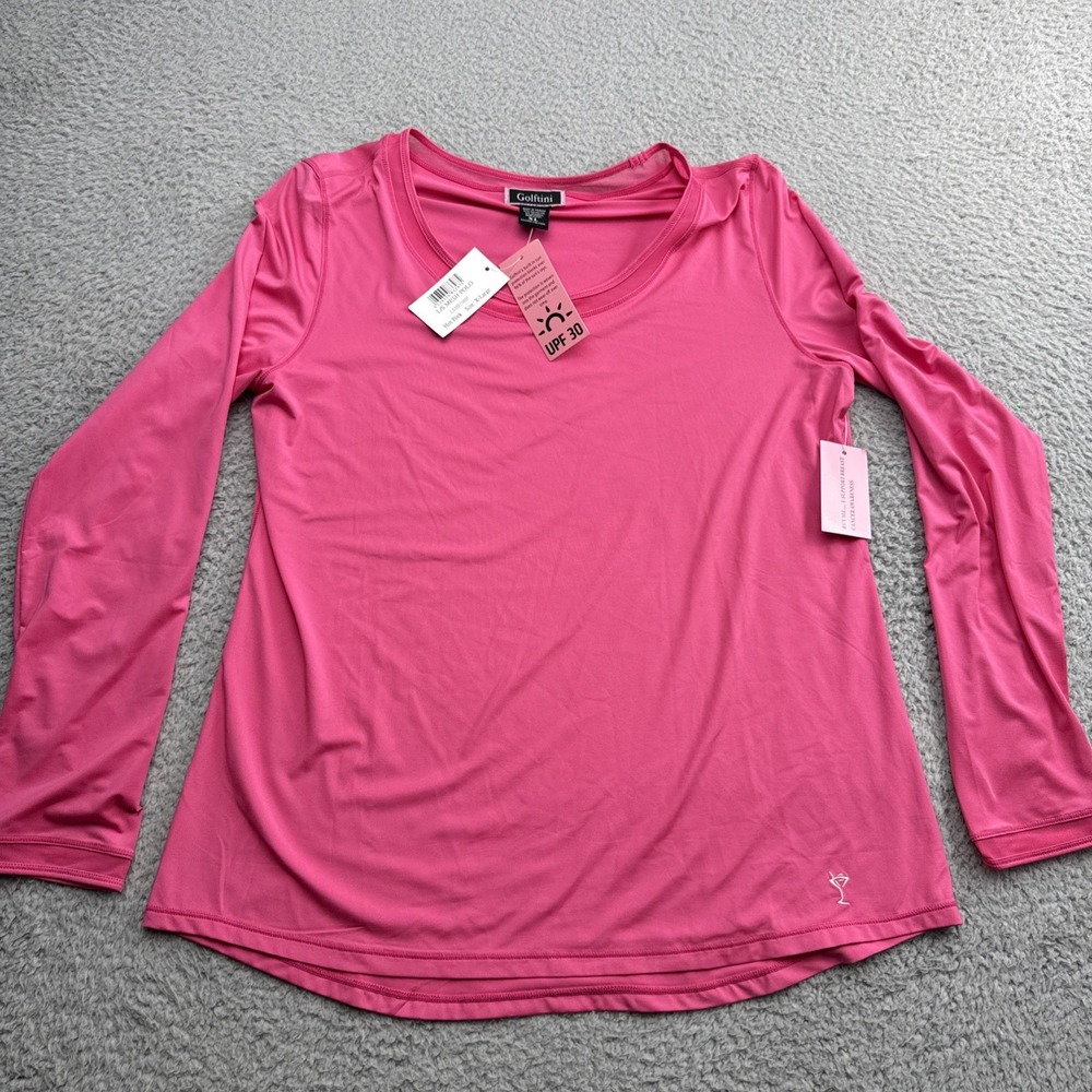 Golftini Mesh Polo Women XL Hot Pink New LSMP19HP UPF 30 Long Sleeve Golf Top
